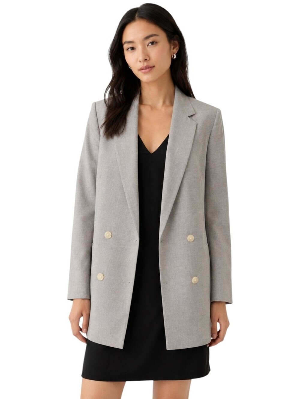 Aritzia Babaton Christos Oversized Blazer Gray Wool Blend Double Breasted Size S